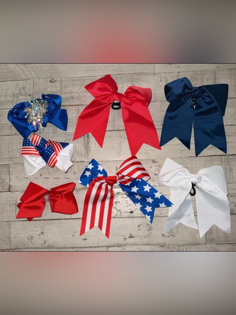 Red, White & Blue Star-Striped Kids Hair Bows - Patriotic Set